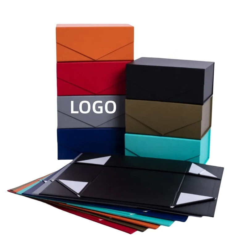Flap Lid Cardboard Bespoke Custom Folding Gift Box with Matt Lamination Embossing Magnetic Closure and Photo Frame Use