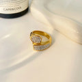 New Fashion Jewelry Titanium Steel Gold Plated Full ZIRCON Geometric Irregular Ring Jewelry for Women