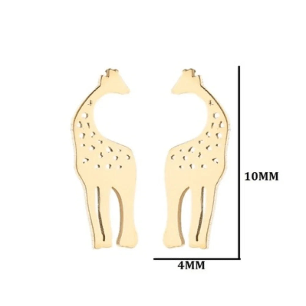 tiny giraffe charm stainless steel stud earrings jewelry earring