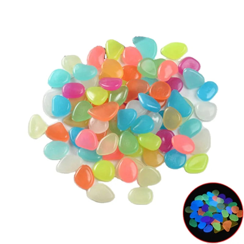 50pcs Glow in the Dark Garden Pebbles Glow Stones Rocks for Walkways Garden Path Patio Lawn Garden Yard Decor Luminous Stones