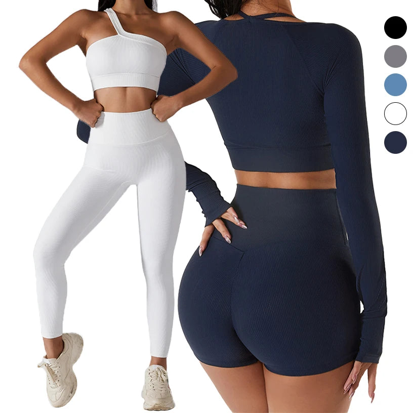 2022 New Arrival Hot Sale 6PCS Women Rib Gym Sports Wear Workout Fitness Clothing Yoga Activewear Sets