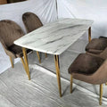 2026 Home Furniture Marble Top Restaurant Dining Table Iron Gold Legs Table