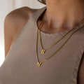 Trendy Tarnish Free 18k Pvd Gold Plated Stainless Steel English Letter Pendant Necklace for Women