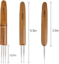 Single Two Three Heads Dreadlock Crochet Hook Needles Braid Craft 0.5mm 0.75mm Crochet Hook Lock Bamboo Handle