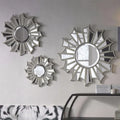 60-40-30CM Set 3 Manufacture Sun Flower Art Wooden Frame Mirror for Living Room Wall Home Decorative Hanging Dropshipping DDP