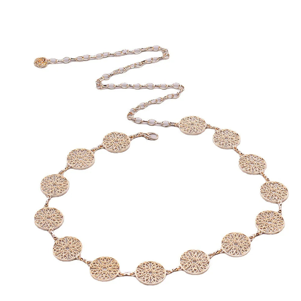 Metal Waist Chain  20 Chain Hollow Circle Decorated Waist Chain Dress  Fashion Accessories  Belt for Women