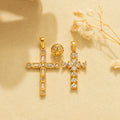 Stainless Steel Rhinestone Heart Cross Pendant Charms Round Beads for Diy Jewelry Making