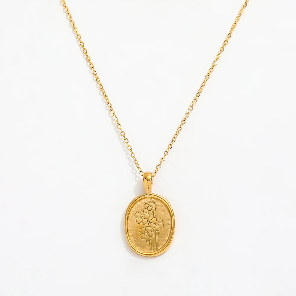 Joolim Jewelry 18K Gold Plated Flower Pendant Necklace Stainless Steel Necklace Wholesale