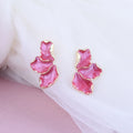 Forest Maple Leaf Oil Dripping Flower Earrings Sweet and Colorful Petal Earrings