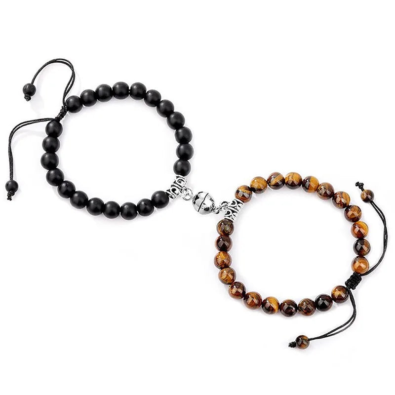 Newest Fashion Stone Beads Couple Bracelets Vintage Magnetic Attraction Charm Couple Bracelets Set