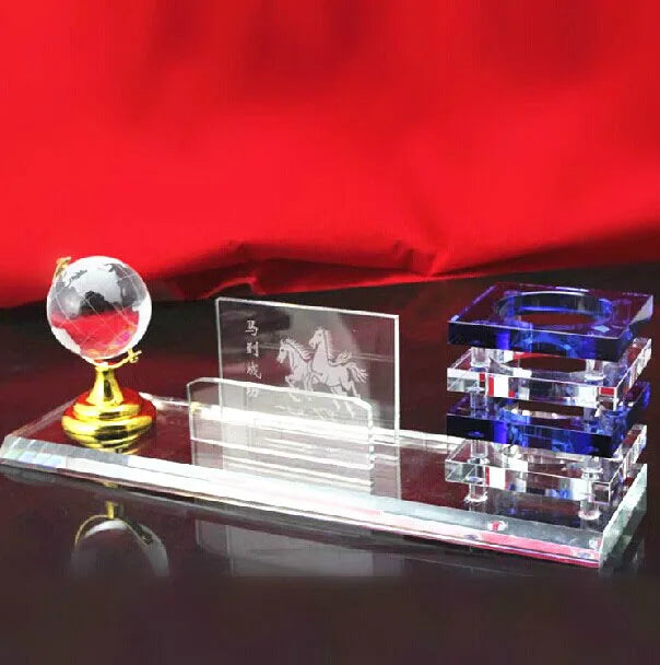 K9 Crystal Electronic Clock Pen Holder with Office Desktop Gifts MH-B0300