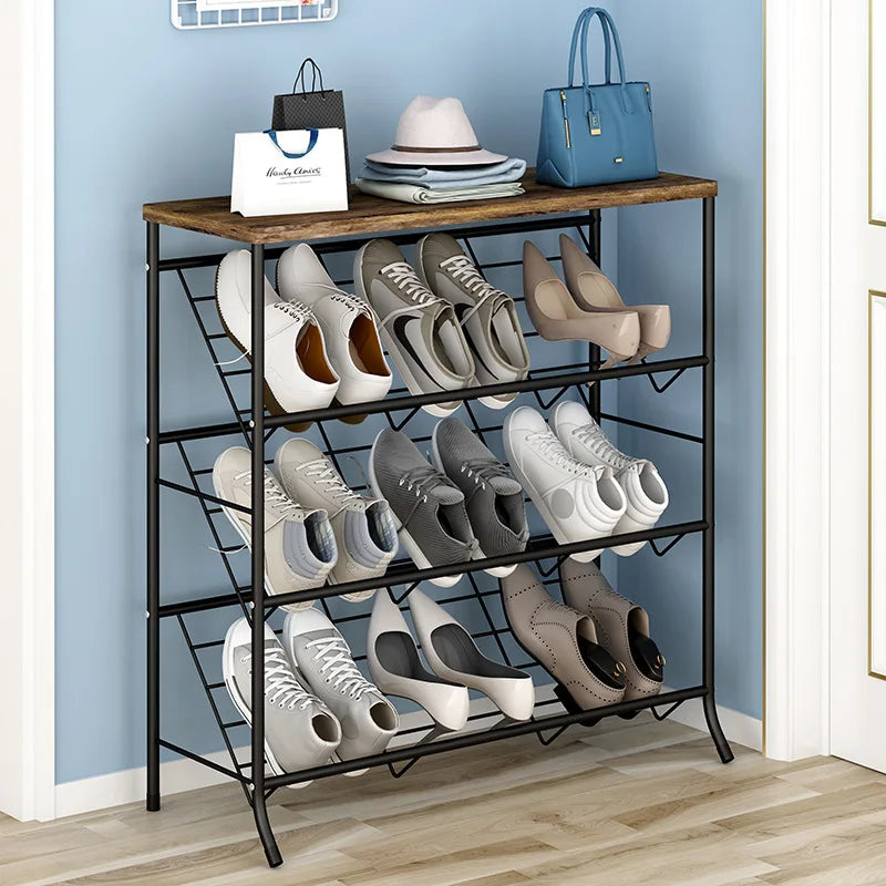 Wholesale Online Modern Metal Display Entryways Shoe Stand Cabinet Wooden Shoe Storage Rack for Shops