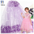 YX2010 Women's Purple Princess Elsa Dress Fabric With Colorful Print and Bow Mesh for Children's Dance Accessories