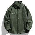 Custom Cotton Workwear Mens Long Sleeve Work Cargo Shirts Green Black Button up Shirt Jacket for Men