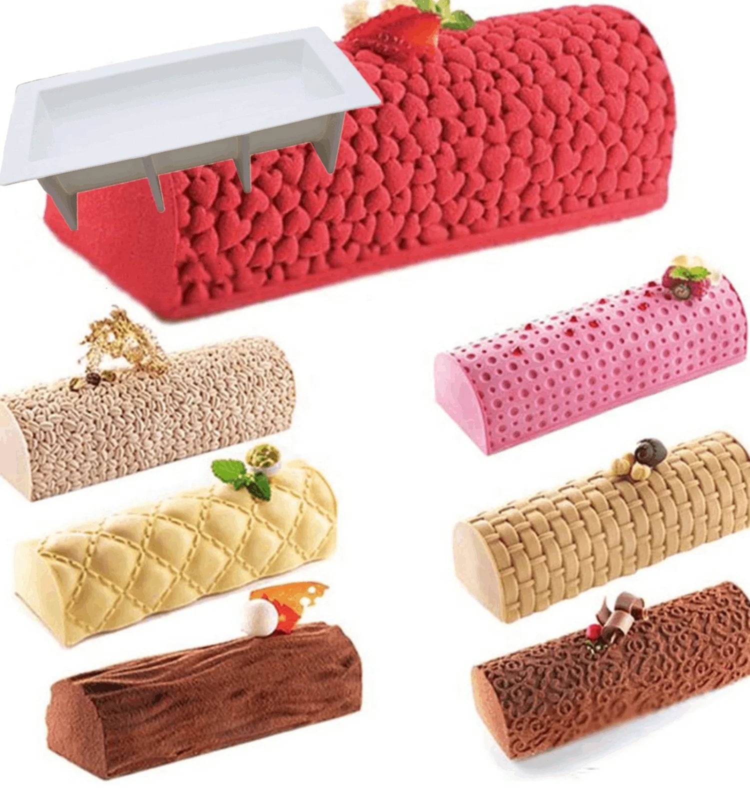 D5041 Various Styles Pattern Home Made Swiss Roll Turn Sugar Cake Baking Pastries Chocolates Resin Mold Silicone 3D Mould