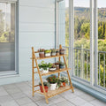 2~3 Tier Bamboo Indoor/Outdoor Home Patio Lawn Garden Balcony Organizer Foldable Modern Flower Pot Display Shelf Rack Storage