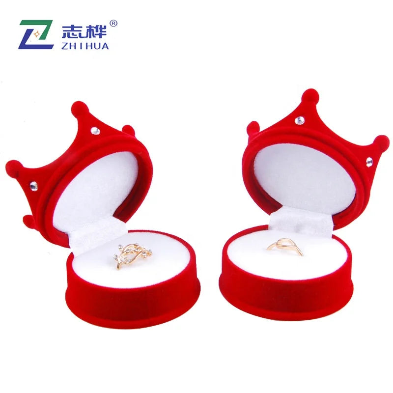 Wholesale Custom Logo Velvet Flocked Fabric Ring Gift Jewelry Packaging Earring Box Necklace Jewelry Boxes
