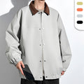 Men's Casual Custom Logo Windbreaker Jacket With Contrast Color Collar Elastic Cuff and Hem Turn Down Collar Jacket