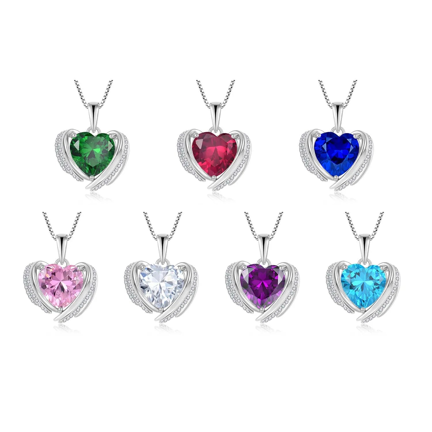 QX CUSTOM OEM Fine Jewelry Dainty Sterling Silver Cubic Zircon Heart Pendant Necklace for Women Wedding Engagement