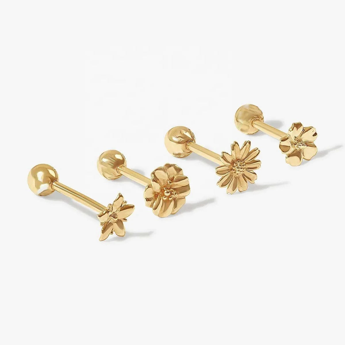 LOZRUNVE 925 Sterling Silver Ball Back Minimalist Mini Flower Ear Piercing Earring Set Jewelry