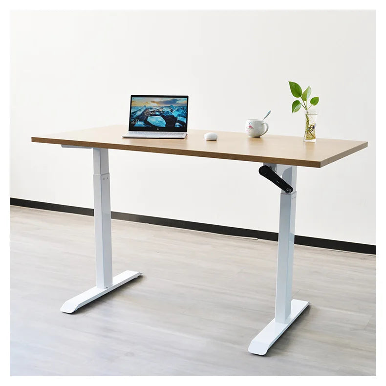 Ergonomic Manual Height Adjustable Desk Frame Home Office Sit-to-Stand Computer Desk Hand Crank Desk