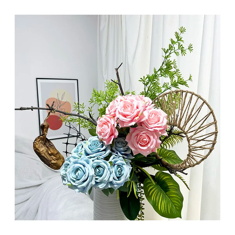 Meiyuan 7 Heads Big Corner Rose Flower Manufacturers' DIY Silk Bouquet Mother's Day Birthday Valentine's Day