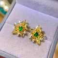 Fun New Design 925 Sterling Silver 18K Gold Plated Natural Diopside Large Chunky Stud Earrings for Girls Party & Gift Occasions