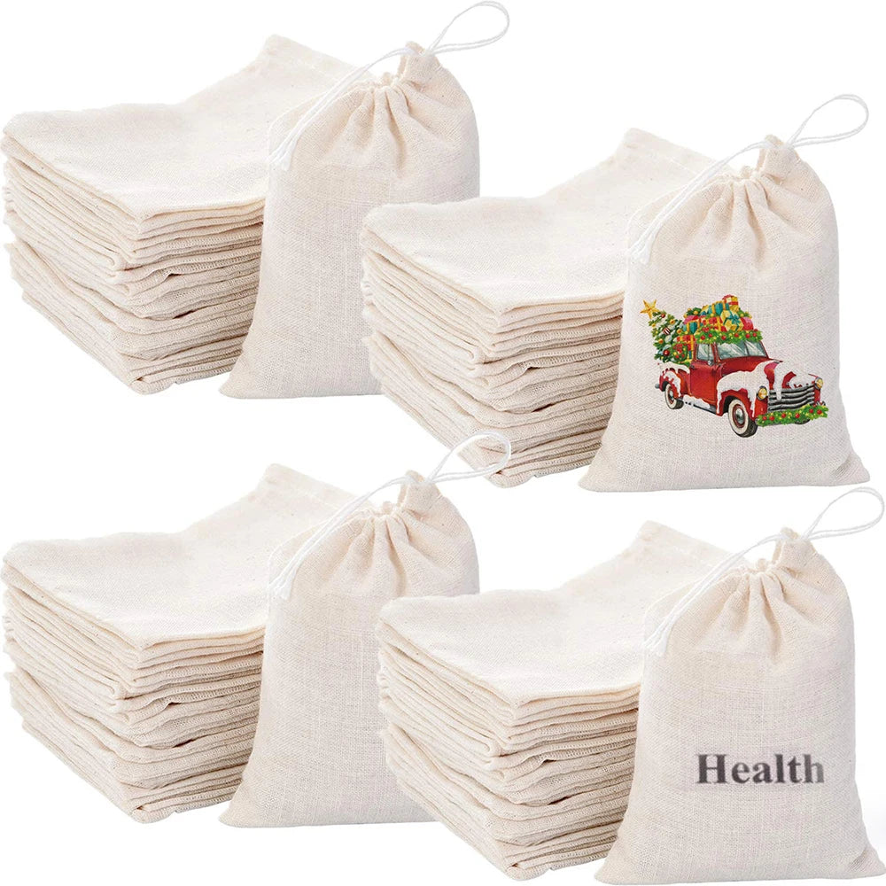 250X300mm Pure Cotton Cloth Filter Bags for Medicine Herbal Reusable Environmentally Friendly Non-Toxic Packaging Printing