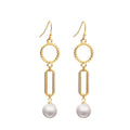 OEM Elegant Round Simulated Pure Love Pearl Drop Earrings for Women Gold Color Copper Fashion Jewelry Trendy Style Brass Brincos