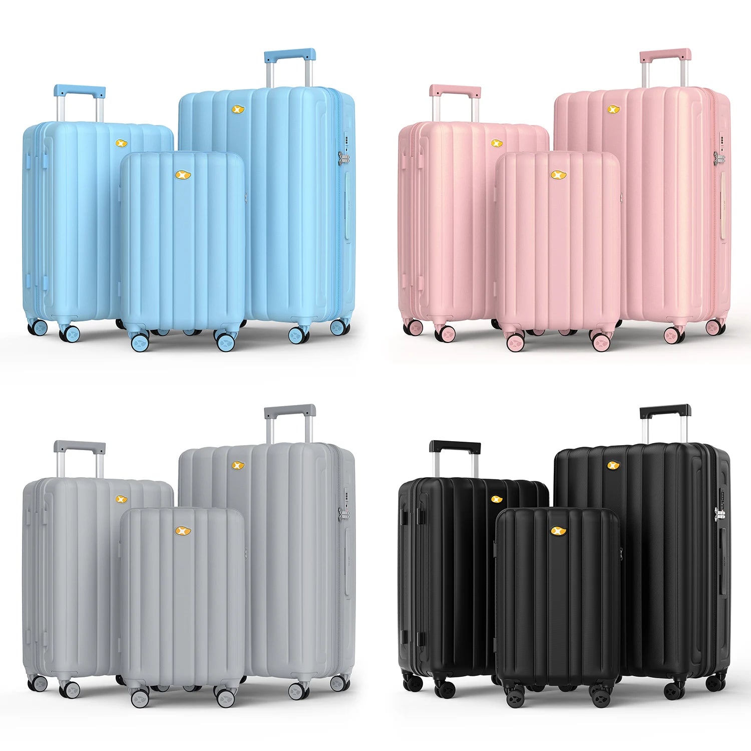 New Trend 4-Wheel Softside PC Travel Luggage Set Hot Sale Hand Bag 3 Pieces Business Style