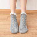 S9445 Custom Grippers Christmas Socks Chunky Warm Fleece Lined Thick Knit Comfy Socks Winter Fuzzy Non Slip Hospital Socks
