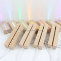 Wholesale Double Slot USB 3D Lamp Base Natural LED Oval Wood Lamp Base