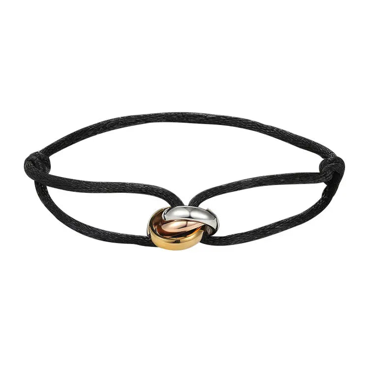 SC Minimalist Adjustable Colorful Single String Couple Bracelets Fashion Stainless Steel Lucky Tricolor Tri Ring Bracelet Women