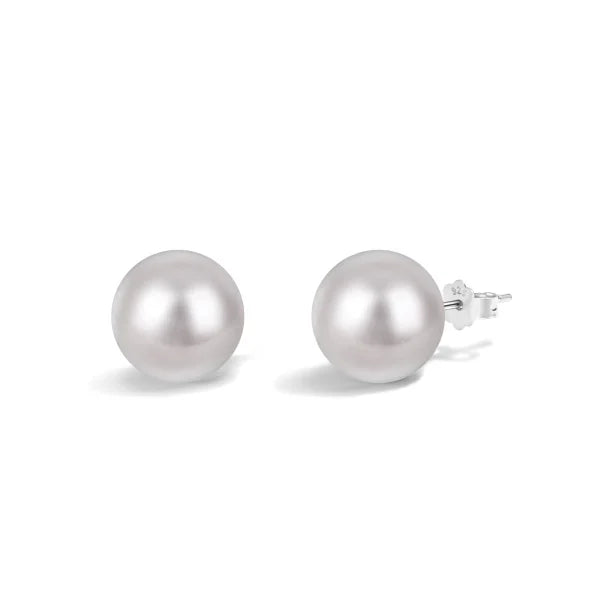 925 Sterling Silver Ready Stock 6mm-12mm Round Shell Pearl Jewelry Earrings Stud