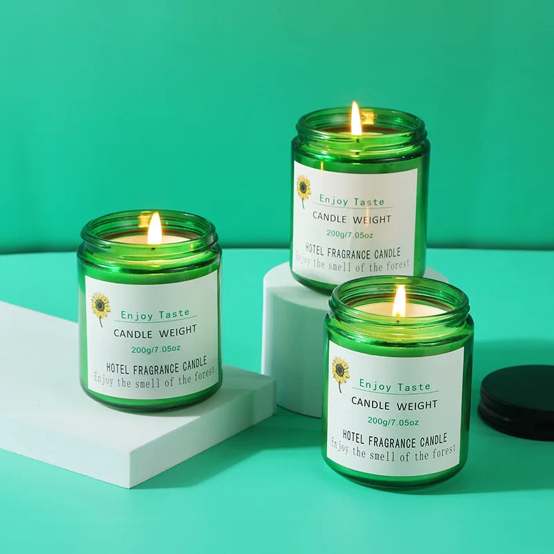 Wholesale Plant Wax Scented Candle Companion Gift Diy Scented Candle Green Bottle Scented Candle