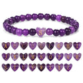 Minimalist 6mm Natural Purple Crystal Amethyst Customize Word Letter 26 Alphabet Heart Charm Bracelet