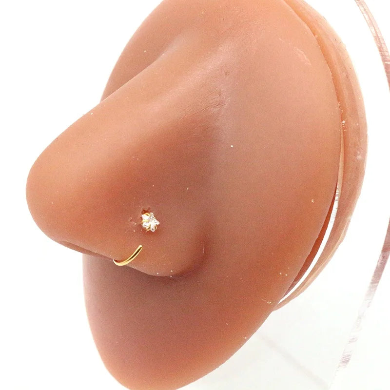 Gaby Jewelry Heart Star CZ Adjustable 316L Surgical Steel Hoop Stainless Steel Piercing Gold Indian Nose Ring