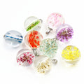 5pcs 25x18mm Jewelry Crystal Glass Real Mix Colors Dried Flower Ball Necklace Pendant;For WomenGirl Gifts