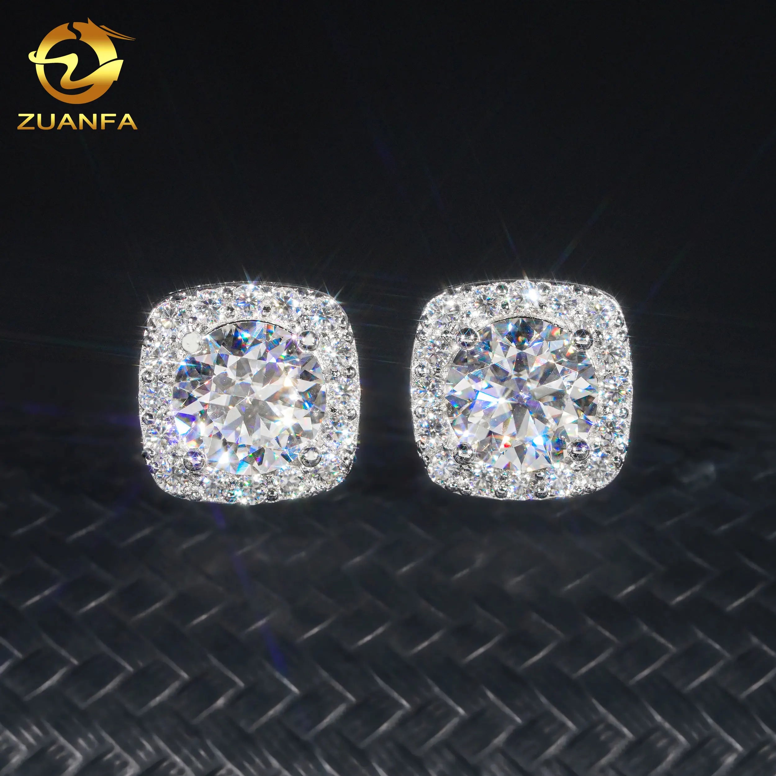 Wholesale Price 5mm-8mm Moissanite Stud Earrings Halo Earrings 925 Sterling Silver Screw Iced Out Hip Hop Earring for Women Men