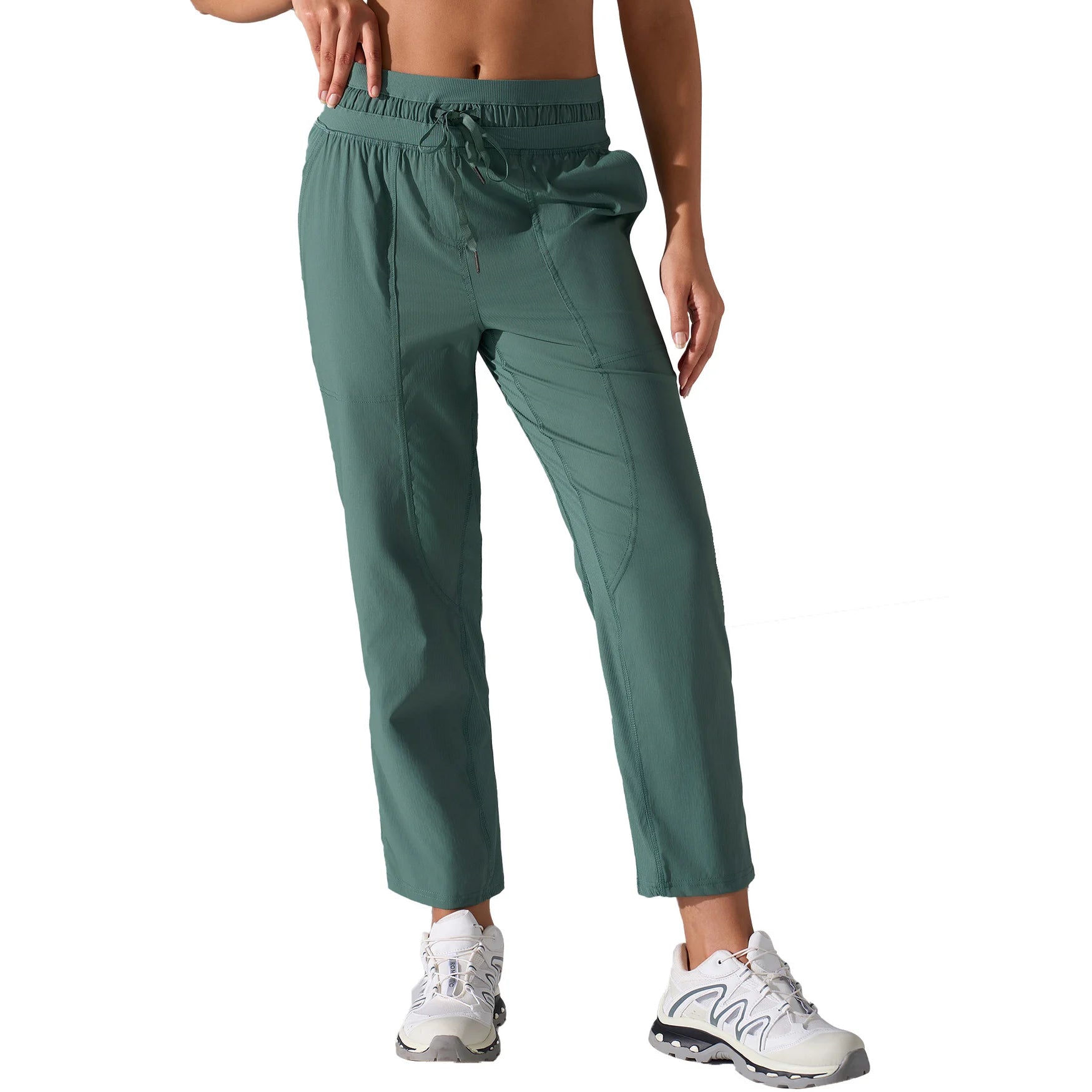 Women's High-Waisted Skinny Fit Casual Summer Sports Pants XL Size Quick-Drying Yoga Flat Front Drawstring Cuffs Running Fitness