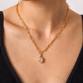 Stainless Steel Zircon Necklace 18K Gold Plated Chains Non-Fading Sweat-proof Women's Inlaid Zircon Pendant Necklace MegaBDM