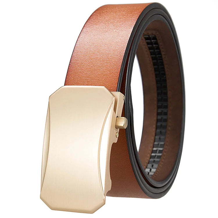 Factory Customized Luxury Genuine Leather Belt Cow Leather Rachet Automatic Belt