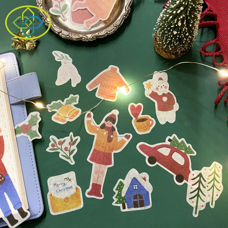 Custom Cartoon Christmas Sticker Holiday Santa Paper Sticker Label Printing