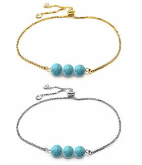 Natural Stone Chain Bracelet Trendy Jewelry for Women Gold Plated Stainless Chain Bracelet