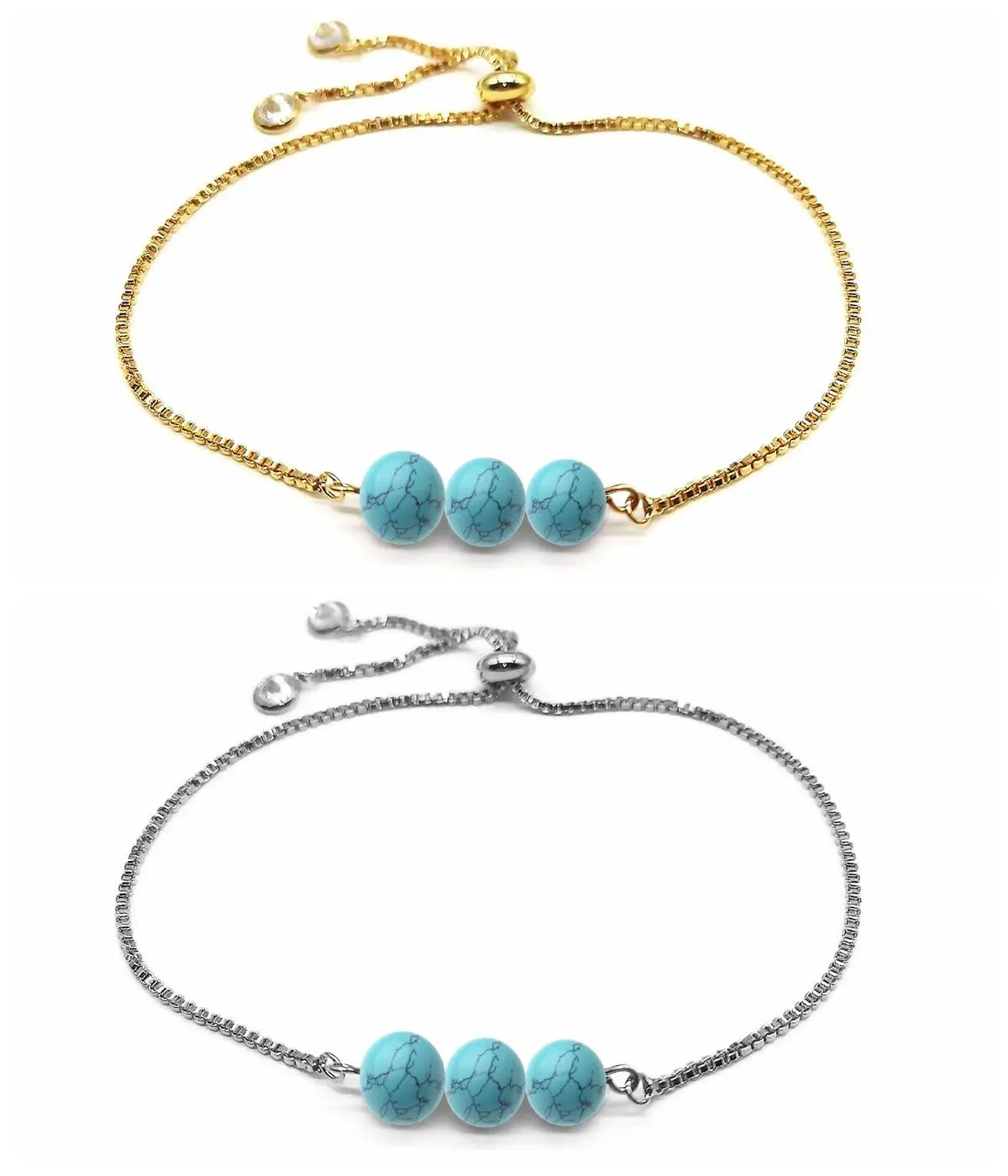 Natural Stone Chain Bracelet Trendy Jewelry for Women Gold Plated Stainless Chain Bracelet