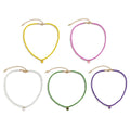 Hot Sale Multicolor Plastic Rice Beads Necklace Chunky Enamel Love Heart Pendants for Necklace