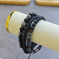 Ilona Men's Adjustable Bracelet 3pcs/set of New Natural Stone Beads Hematite Beads for Anniversaries