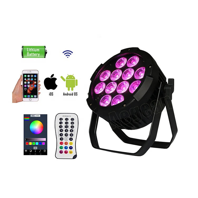12X15W Wifi Wireless Rgbwa Uv 6In1 Battery Ip65 Waterproof Outdoor Projects Led Par Light