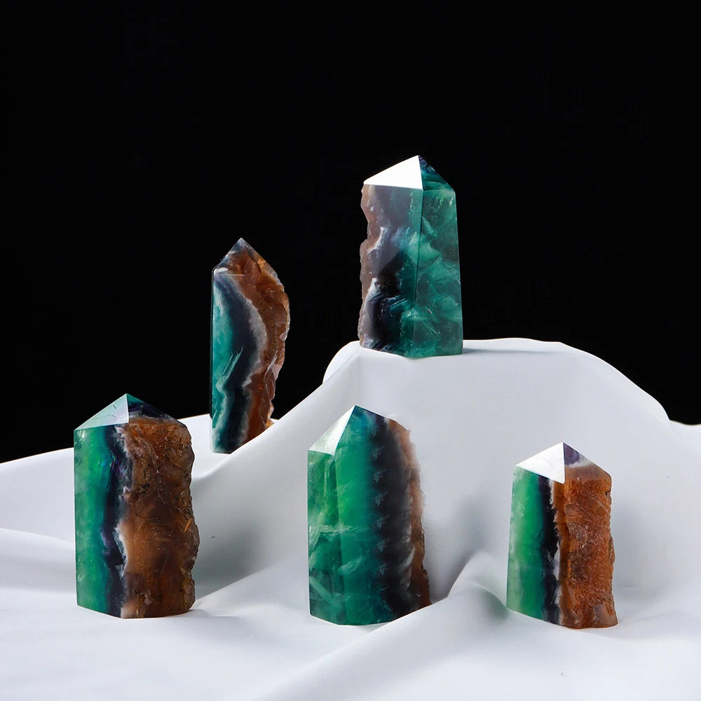 Natural Fluorite Polished Slice for Home Decoration Ornament Healing Crystal Irregular Stone
