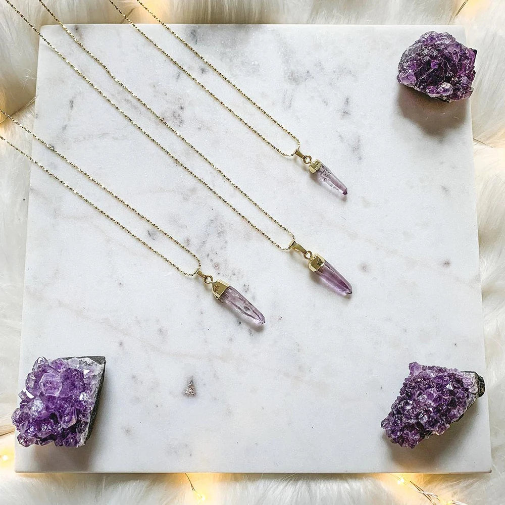 Shanmei Gold Plated Chain Amethyst Point Pendant Butterfly Necklace Mother's Day Gift S925 Sliver Necklace for Jewelry Making